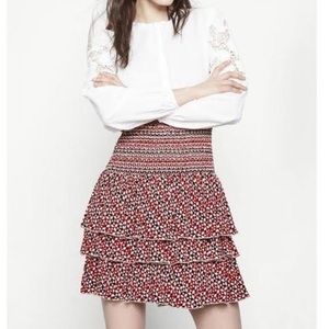 Maje red printed knee length skirt